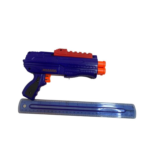 Vintage Wizard Toy Dart Gun Blaster Blue Orange 90s Retro Space Pistol Toy Gift - Picture 7 of 7